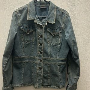 Liz Claiborne axcess  Jean jacket. Size L women’s nicely fitted. Orid. Buttons